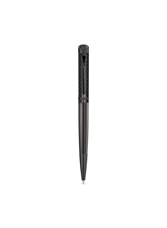 CERRUTI 1881 Teodoro Gunmetal Black Twist Ballpoint Pen for Men, Blue Ink - Image 1